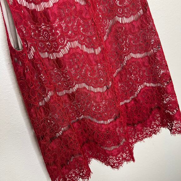 Love, Fire Red Sleeveless Lace Blouse Small - Picture 7 of 9